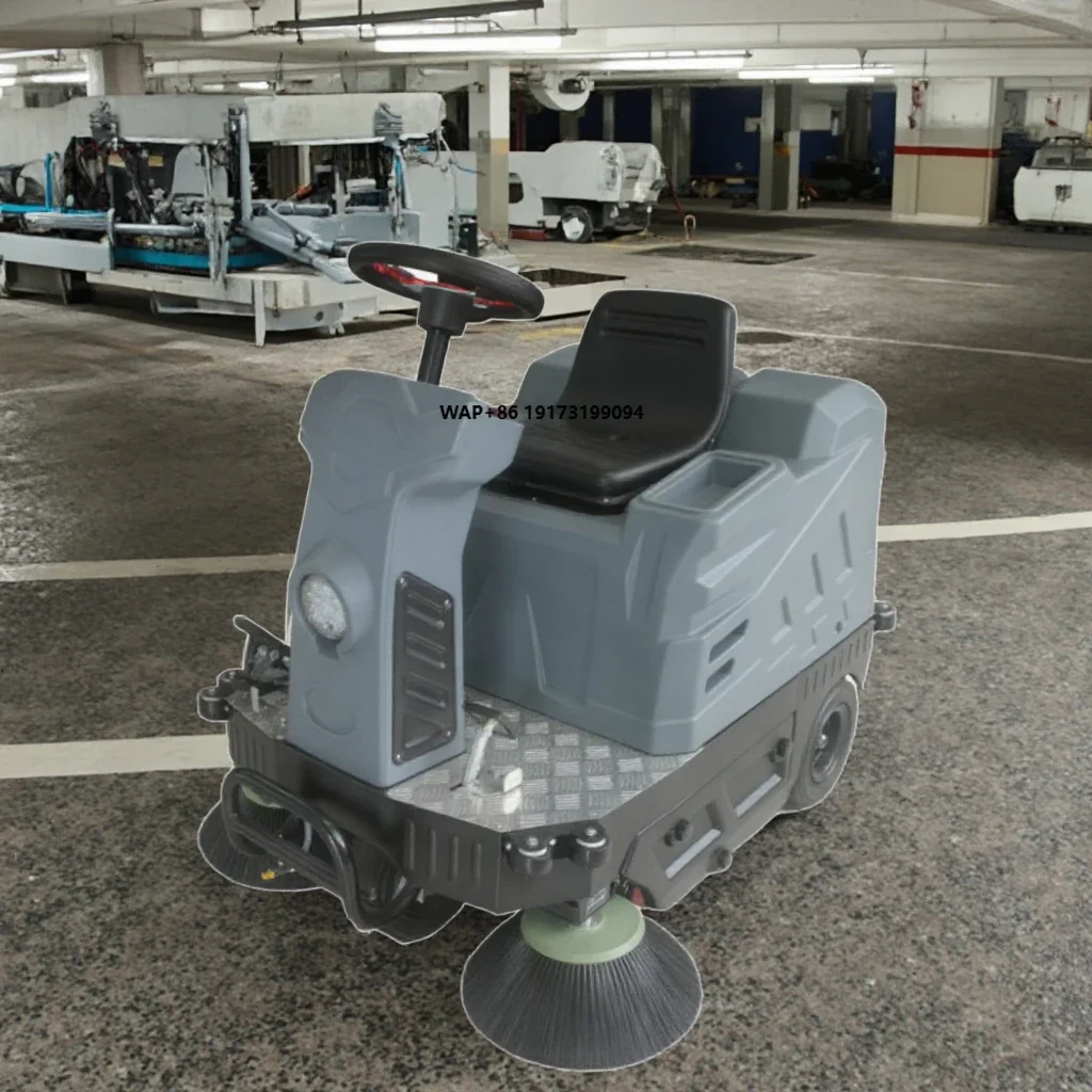 

Zero Emission Ride-on Floor Sweeper Battery Powered Sweeper Clean Debris on Asphalt Concrete