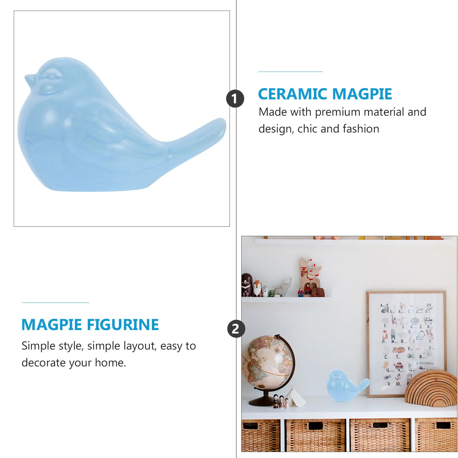 

Home Decor Ceramic Magpie Figurine Crafts Adornment Decorative Decoration Desktop Ornament