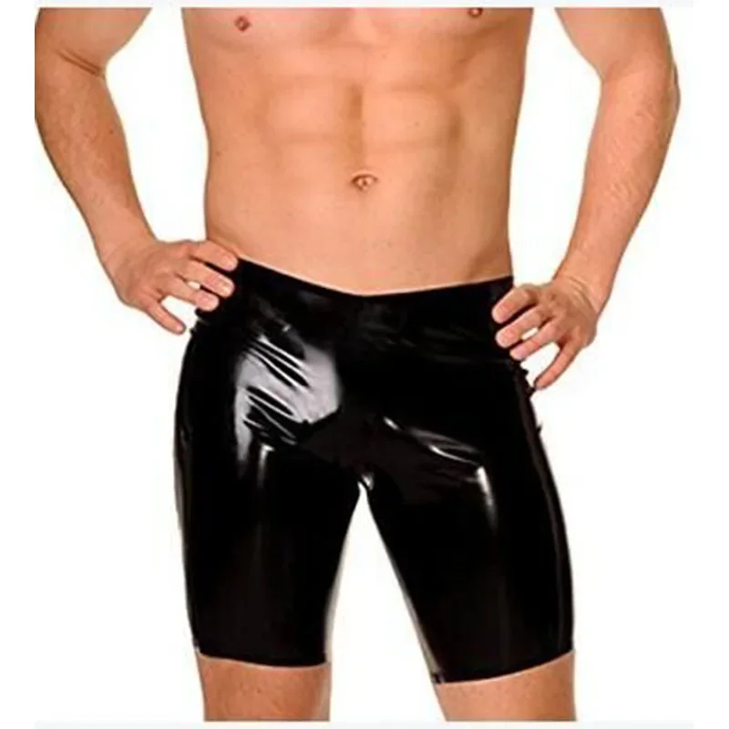 Men's Leather Pu Wet Look Party Club Shorts Pants