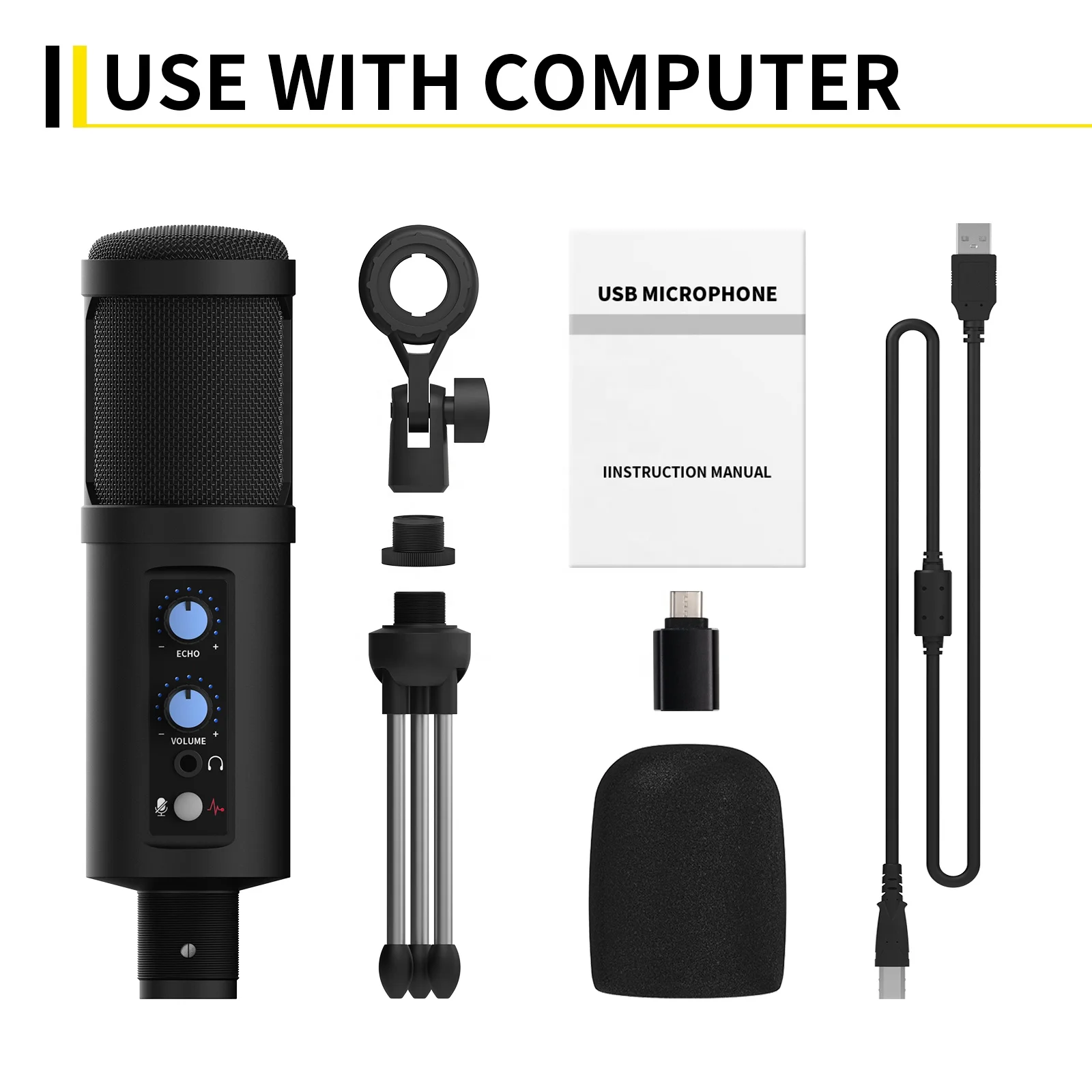 Ten items TLF Xtuga Best Usb Mic Condenser Bm 990 Microphone Studio Condenser Set With Canton Power