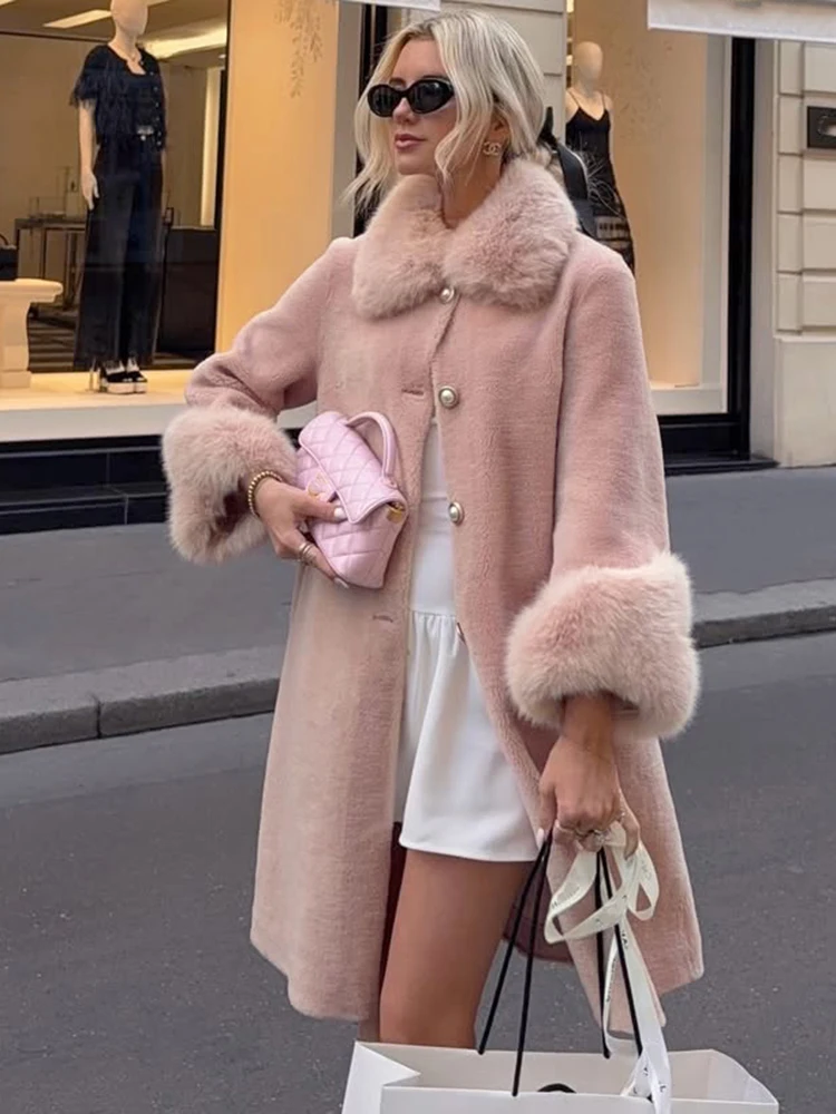 Tuularose Winter Women's Coat Fashion Faux Fur Patchwork Long-Sleeve Thick Fur Coat Elegant Fluffy Fur Commuter Female Outwear
