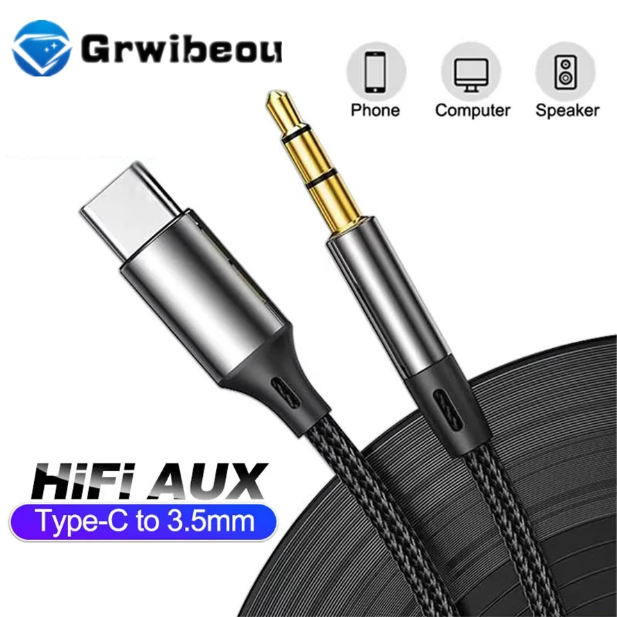 

AUX Audio Cable Type-C USB C to 3.5mm Jack AUX Cord Car Speaker Headphone Adapter for Samsung Xiaomi Huawei Type-C Converter