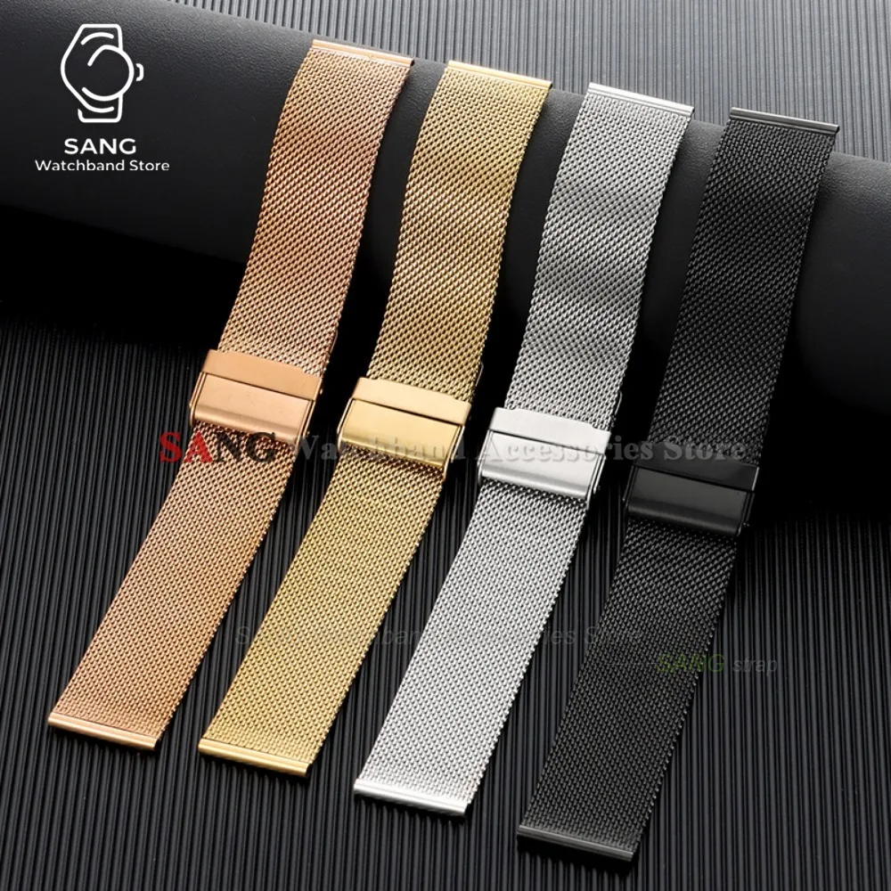 18mm 20mm 22mm 12mm 14mm 16mm 17mm 19mm 21mm 24mm Schnellverschluss-Uhrenarmband 0,6mm Milanaise-Mesh-Stahl-Uhrenband Business-Armband – Detail 7