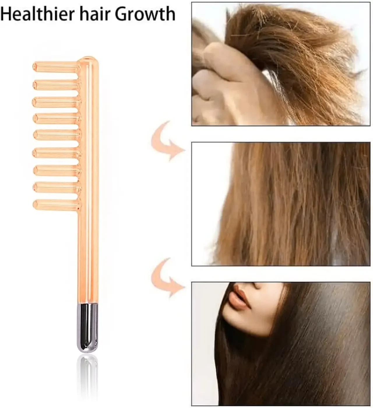 Varita de electrodo de alta frecuencia: tubo de vidrio de repuesto para máquinas faciales con punta de seta, accesorios de peine transparente, varita única