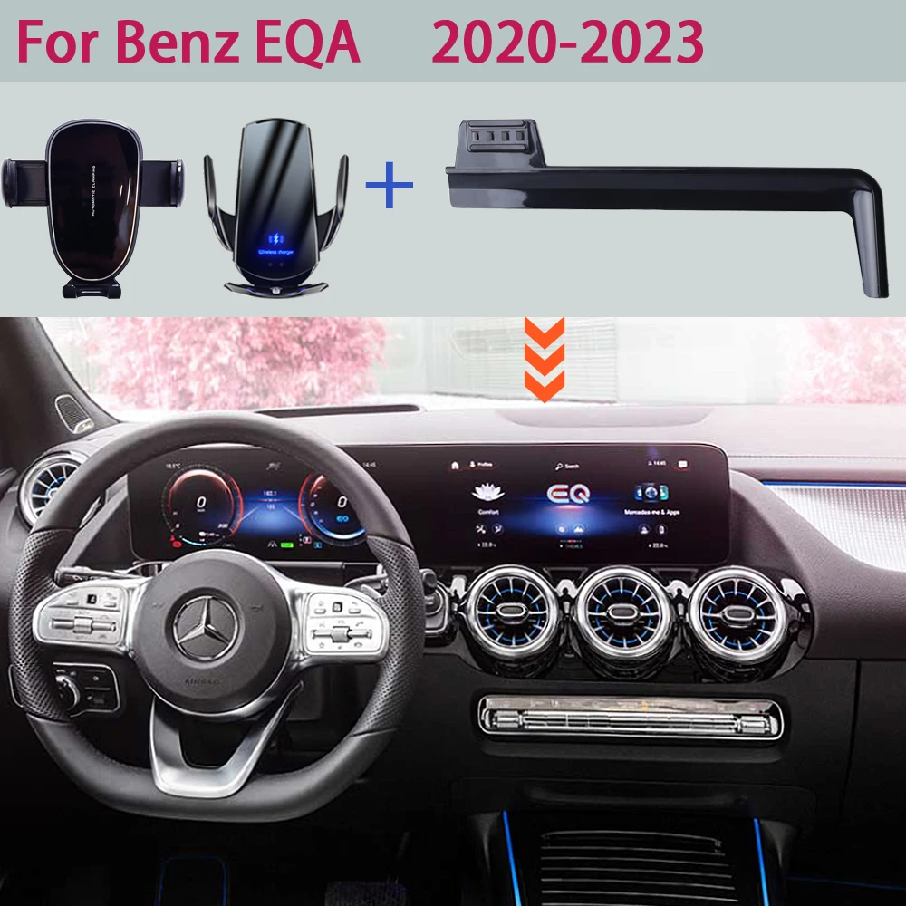 Car Phone Holder For Mercedes Benz EQA EQB 2020 2021 2022 2023 Navigation Screen Fixed Bracket Fast Wireless Charger Stand Base