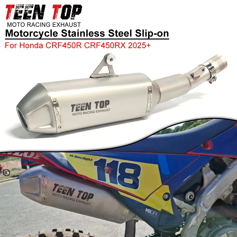 Für Honda CRF450R CRF450RX Slip-on Auspuff Racing Schalldämpfer Edelstahl 49mm CRF450R 2025+ Dirt Bike Auspuffverbindungsrohr
