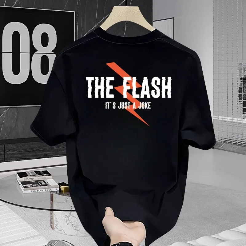 

American Style Trendy Printed T-shirt Men's Cotton Casual Black T-shirt Summer High Quality Oversized Top 5XL Men Clothing 2025