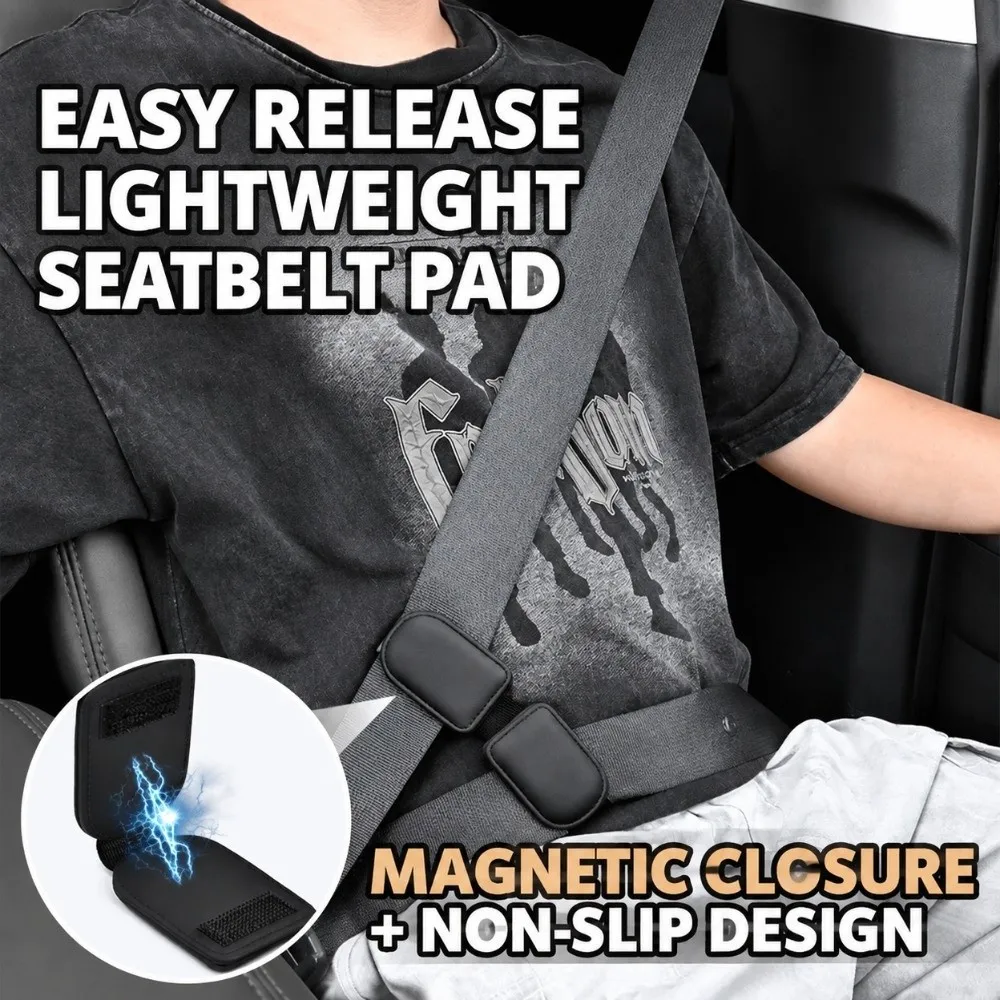 Microfiber Leather Belt Limiter Adjustable Fit Dual Magnetic Seatbelt Holder Easy Install Anti Tight Belt Extender Ride Comfort