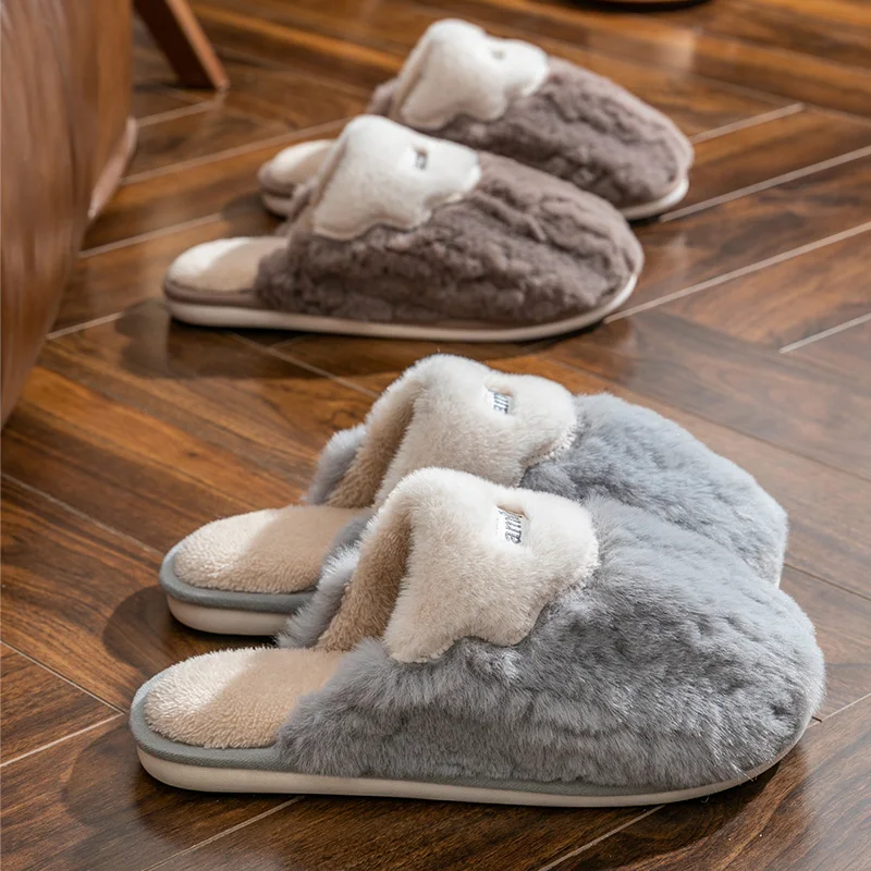 Men's Winter Slippers Indoor House Shoes, Non-Slip Warm Fuzzy Fleece Bathroom Slippers with Memory Foam for Home Comfort