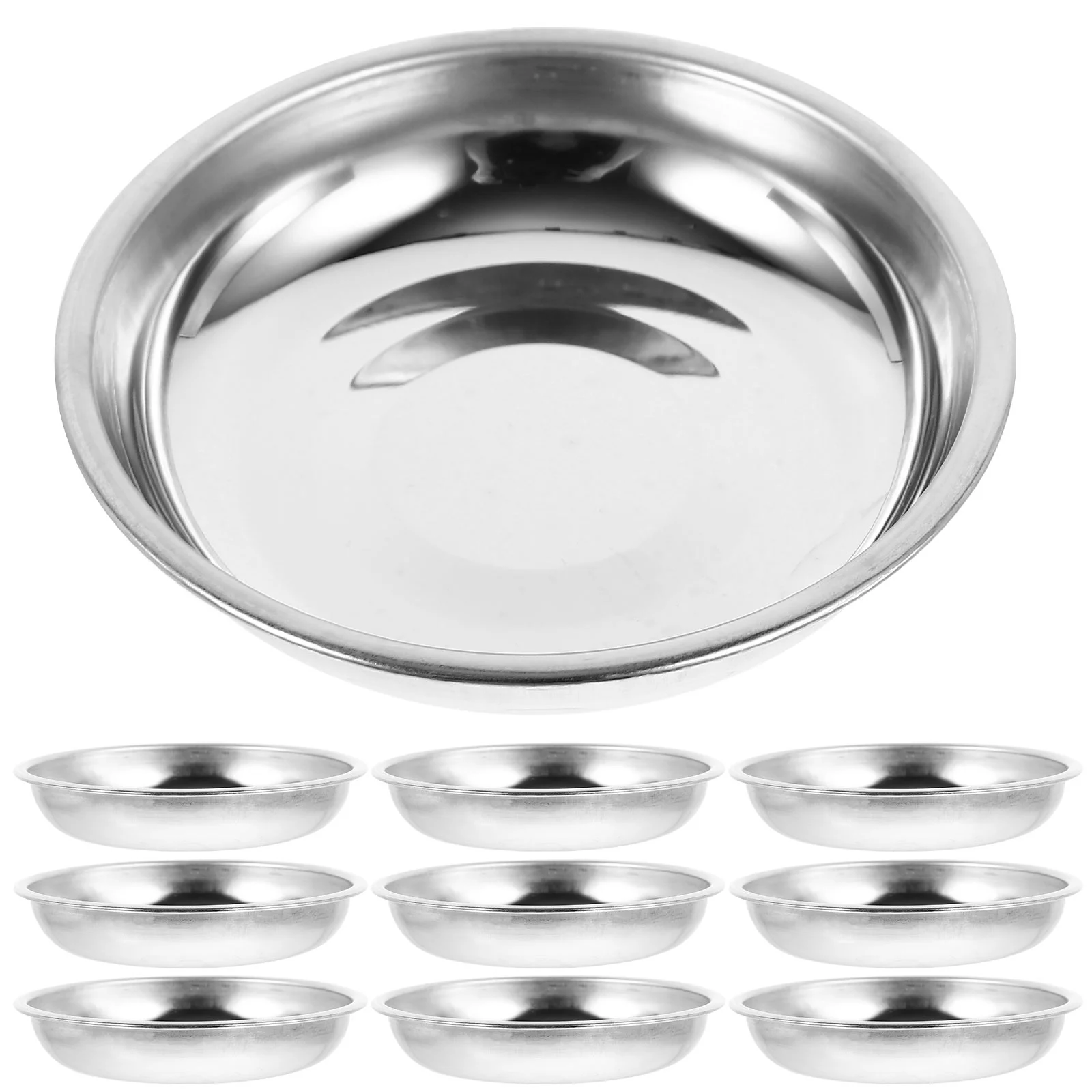 

5pcs Stainless Steel Dessert Plates 9cm Round Saucer Sauce Dishes Mustard Bowls Kitchen Tableware Condiment Platter Home