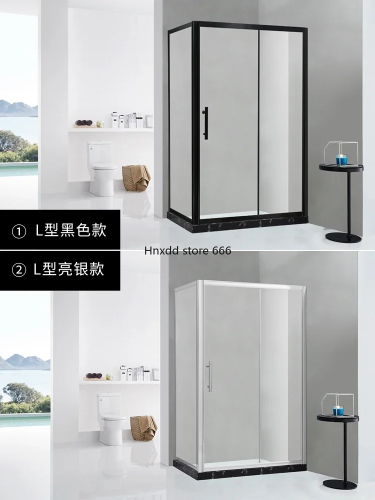 Shower room square space aluminum bathroom tempered glass door