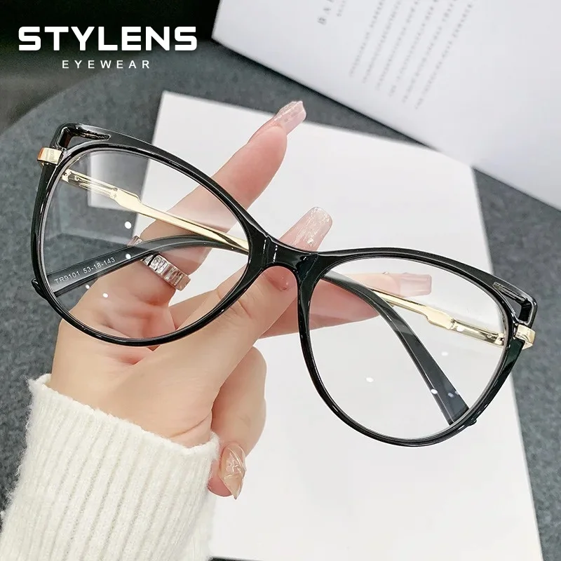 STYLENS Transparent Cat-eye Frame Reading Glasses Multifunctional Optical Prescription Myopia Glasses Women Blue Light Blocking