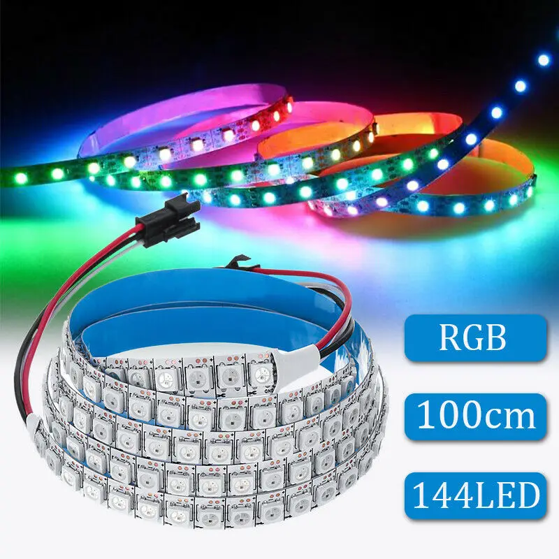 

Светодиодная лента Ws2812b 5050Smd 144 со встроенной Rgb Ic, индивидуальное адресное Dc