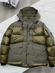 Chaqueta de plumón con cremallera para hombre, abrigo informal con capucha, resistente al viento, grueso y cálido para exteriores, moda de invierno