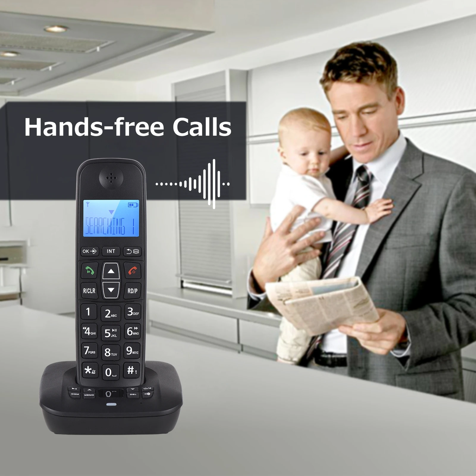 Cordless Telephone with Telephone Answering Machine LCD Caller ID Support Up to 5 Handsets Connection 50 Phone Book Memories