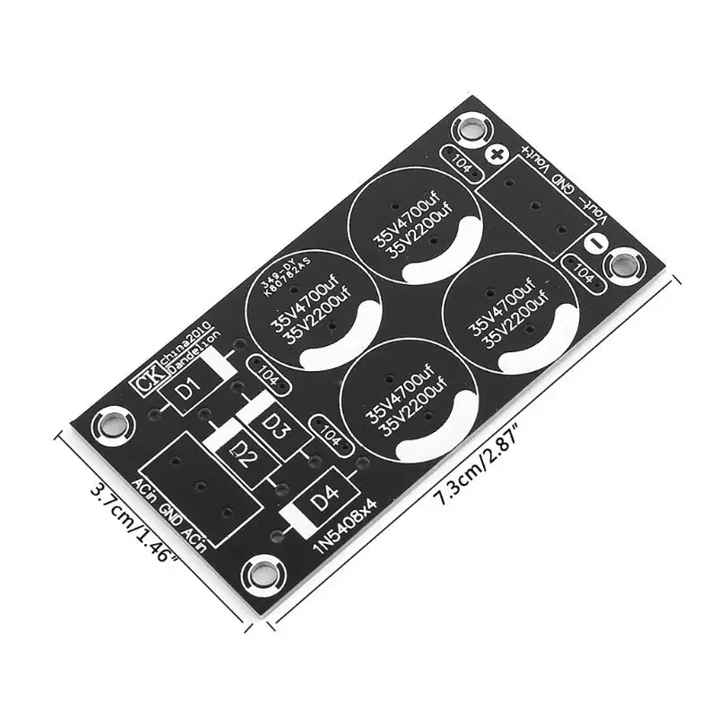 Placa alimentación con filtro rectificador, amplificador, Doble potencia, PCB, placa desnuda