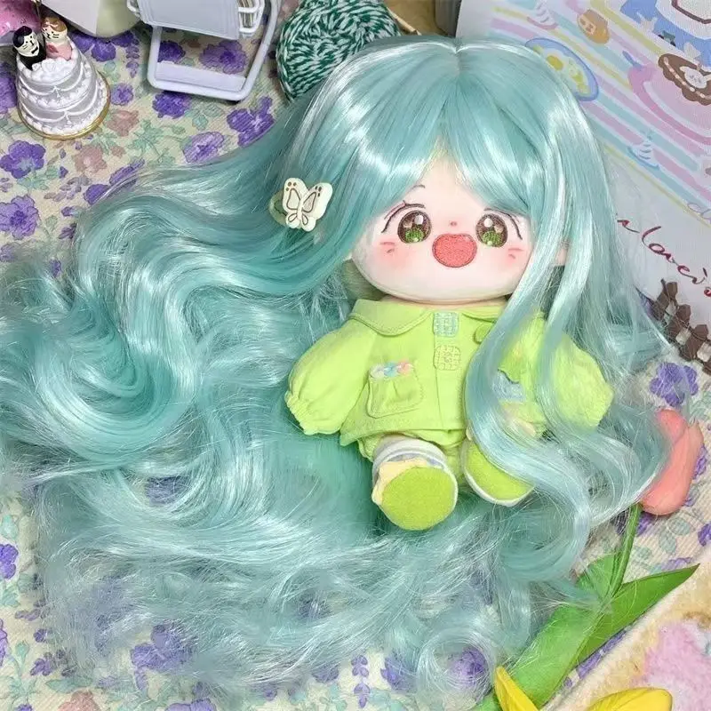 Doll Wig 20cm Cotton Doll Cute Fashion Wig Doll Dress-Up Wig Long Curly Hair Plush Doll Dress-Up Prop Toy Accessory