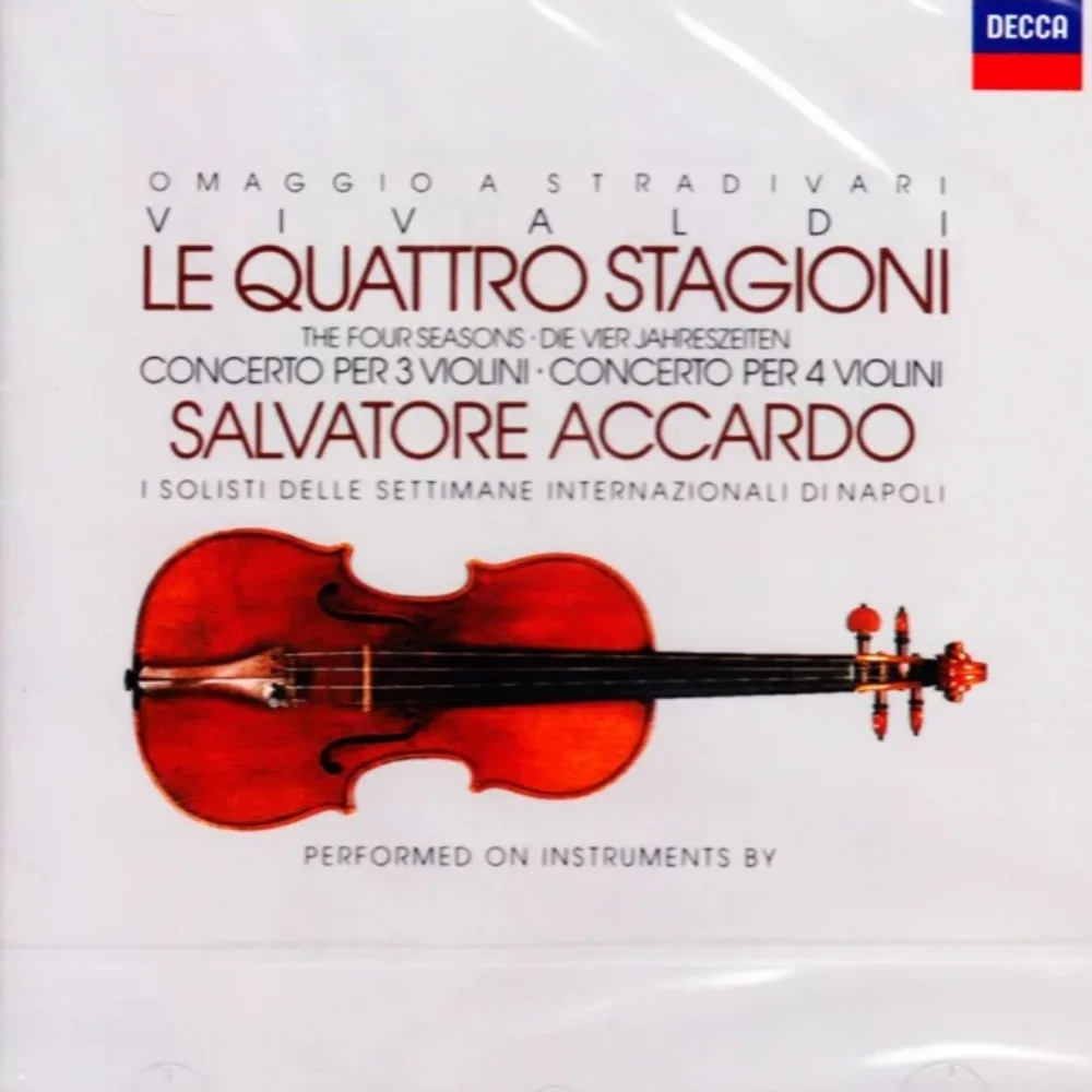 Vivaldi The Four Seasons CD Accardo's Penguin Three Stars مع تحفة الكمان الكلاسيكية على شكل زهرة لهواة جمع الموسيقى الكلاسيكية