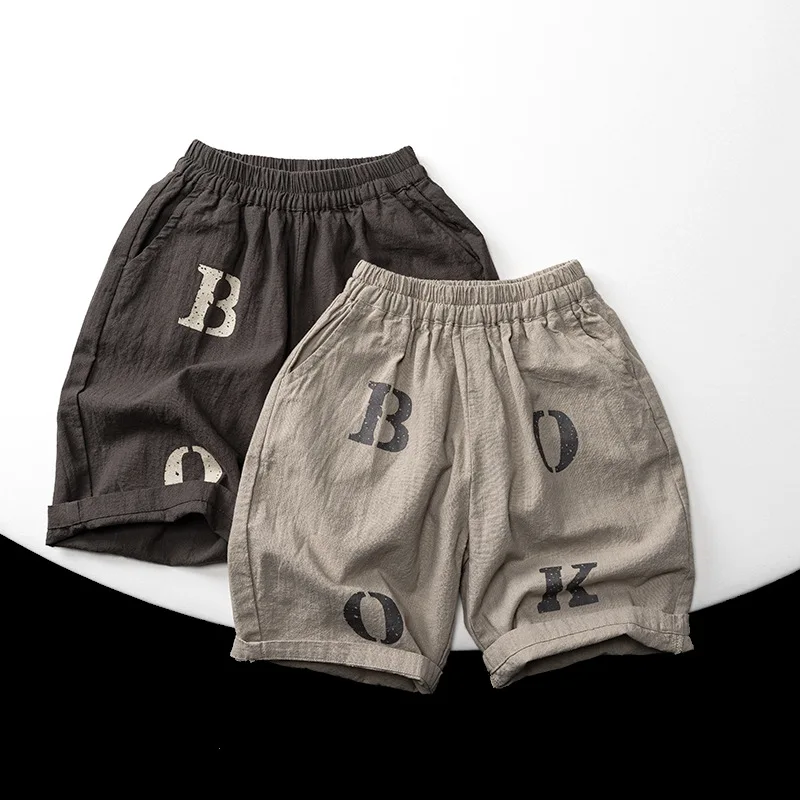 

2025 Summer New Children Casual Pants Thin Cotton Boys Versatile Capri Pants Baby Girls Loose Letter Harem Pants Kids Clothes
