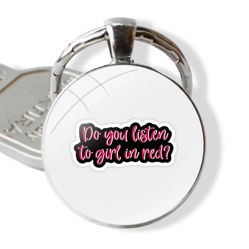 Do You Listen To Girl In Red Keychain Handmade Glass Cabochon Key Ring Holder Pendant Key Chains