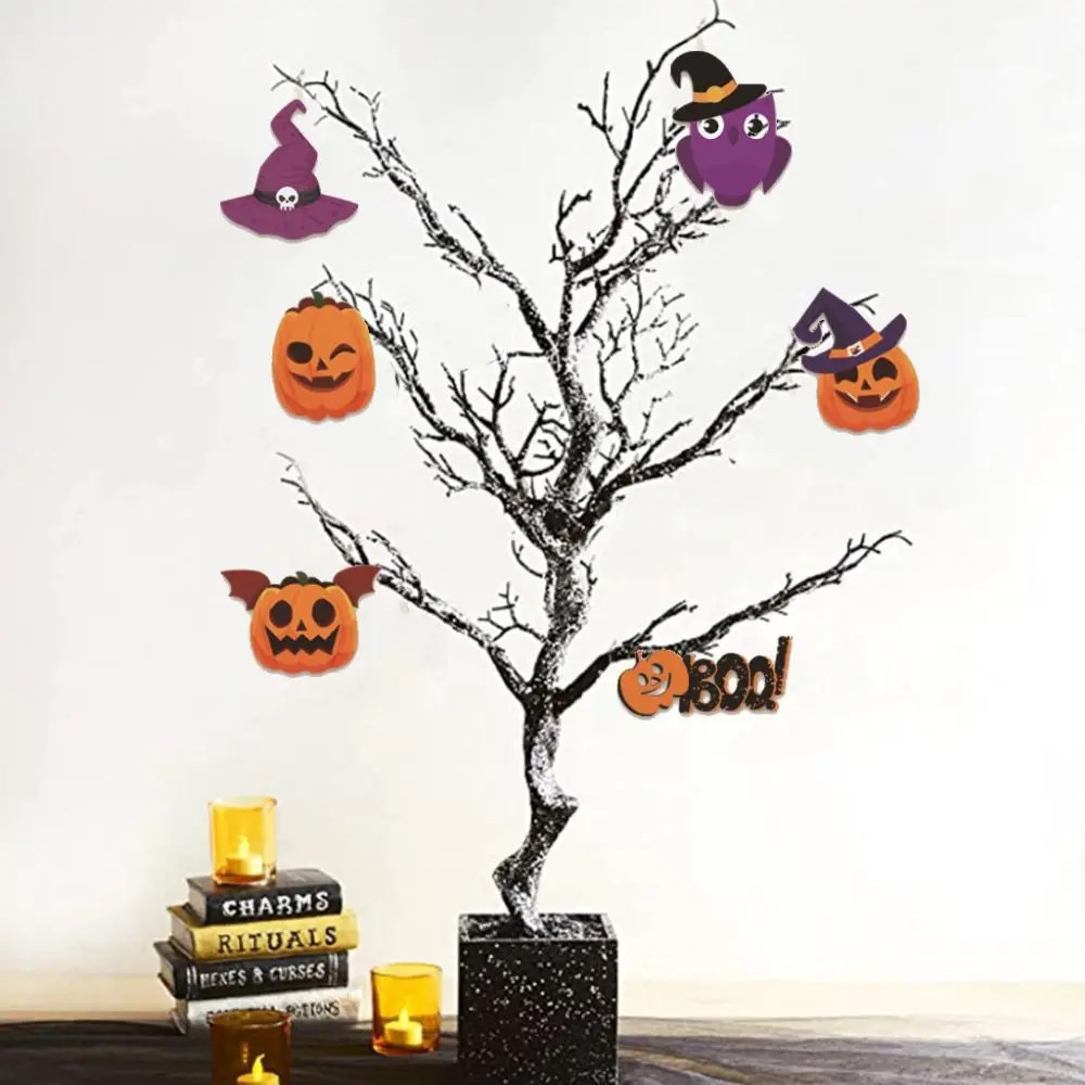 

12pcs/set Decorative Pumpkin Bat Ghost Pendant DIY Paper Spider Bat Ghost Pendant Cartoon Pumpkin Hanging Tags Ghost Festival