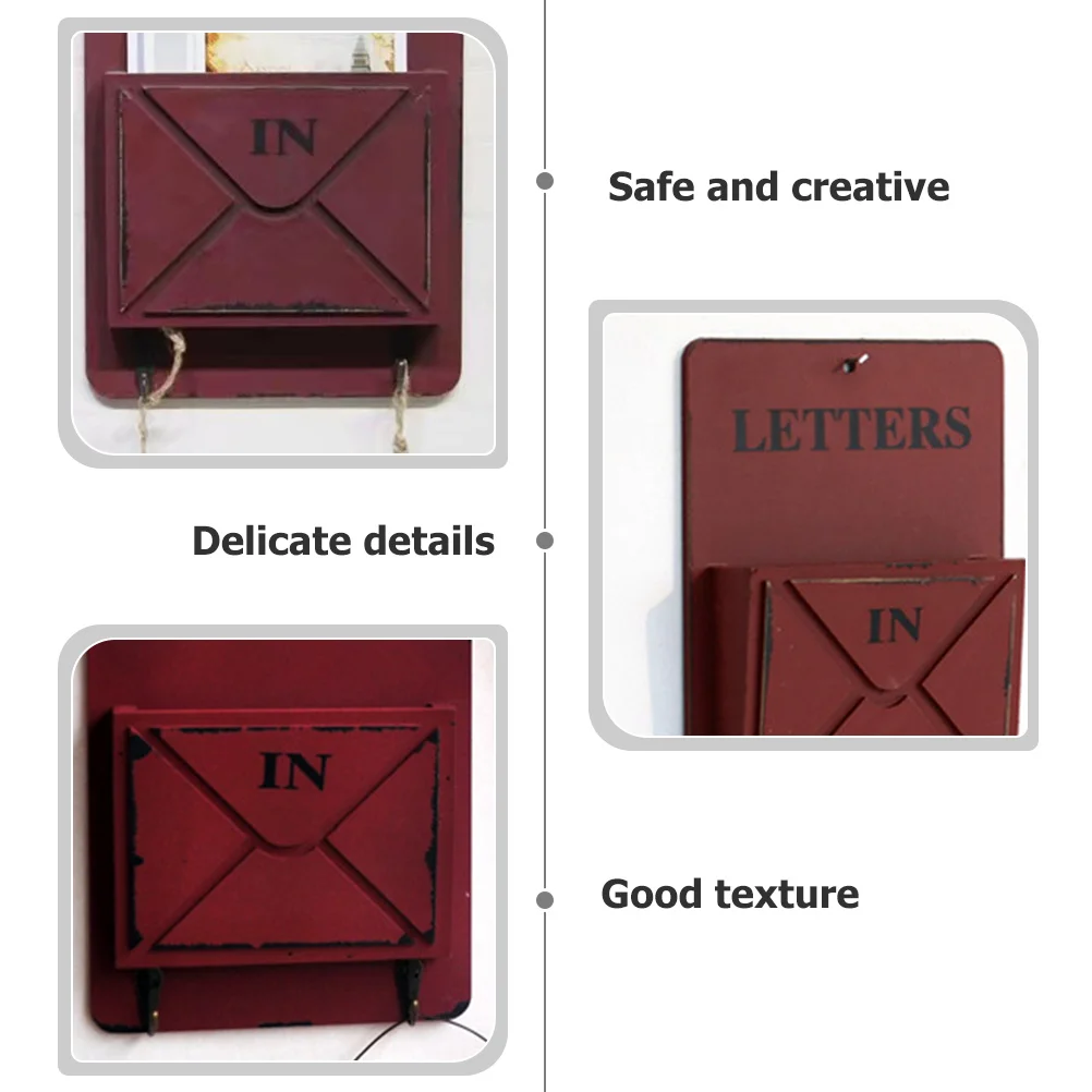 

Wall Mounted Mail Box Vintage Wooden Letter Holder With Key Hooks For Wall Decorative Storage Organizer Retro Home