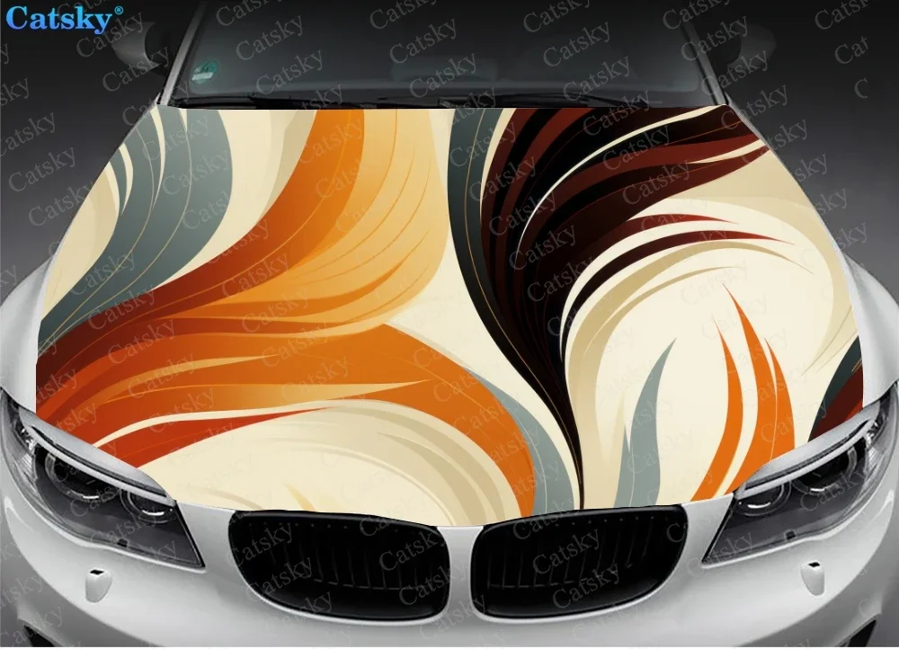 Classic Curves Swirl Sleek Car Hood Vinyl Stickers Wrap vinyl Film Engine Cover Decals sticker on Auto Accessories Decoration