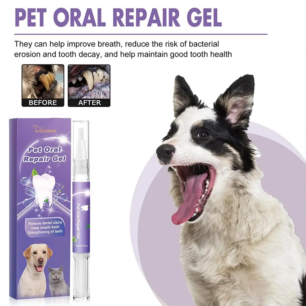 3PCS Pet Oral Repair Gel Natural Teeth Cleaning Tools Dog Grooming Toothbrush Cats Breath Freshener Dental Stain Cleaning Pen