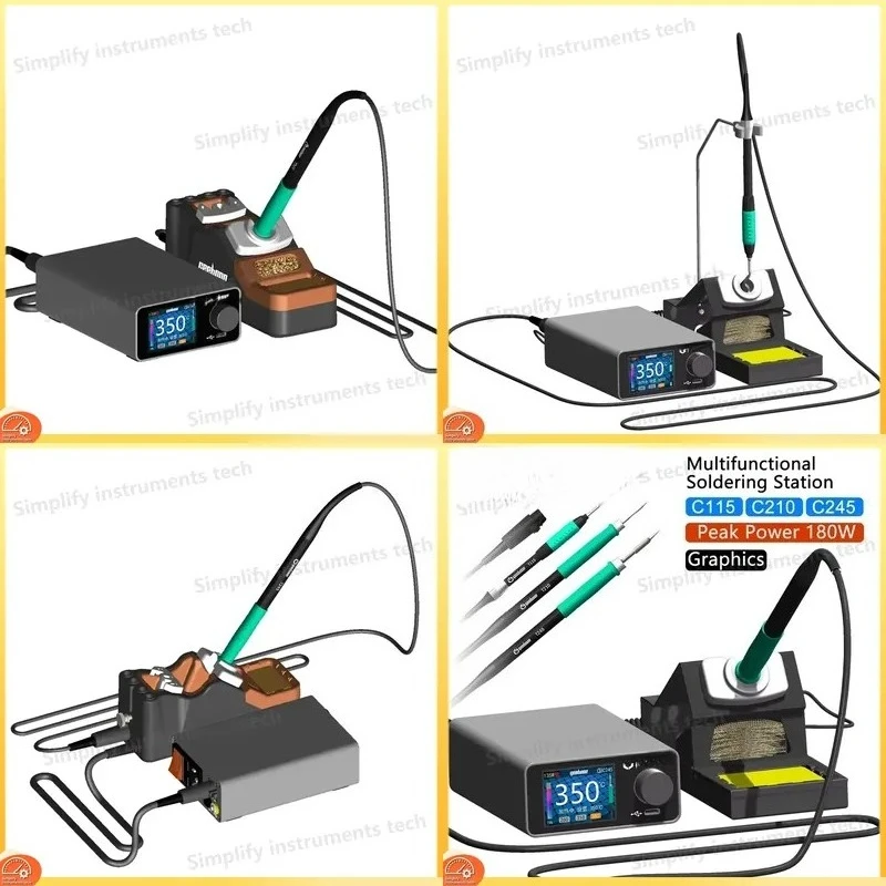 TC22 Soldering Station with Temperature Control Adjustable Iron Tip 210 245 115 Handle for Welding Rework SMT PCB