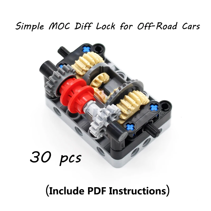 30 Pcs MOC High-tech Off-Road Car Simple Diff Lock Differential Gears Kits Framed Differential Bricks Set Building Blocks Toys