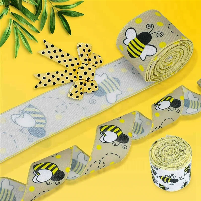 

B03C-26 ярдов, лента с проводной кромкой пчелы, ширина 2,5 дюйма, гессианская лента, декор для рукоделия, 12 рулонов