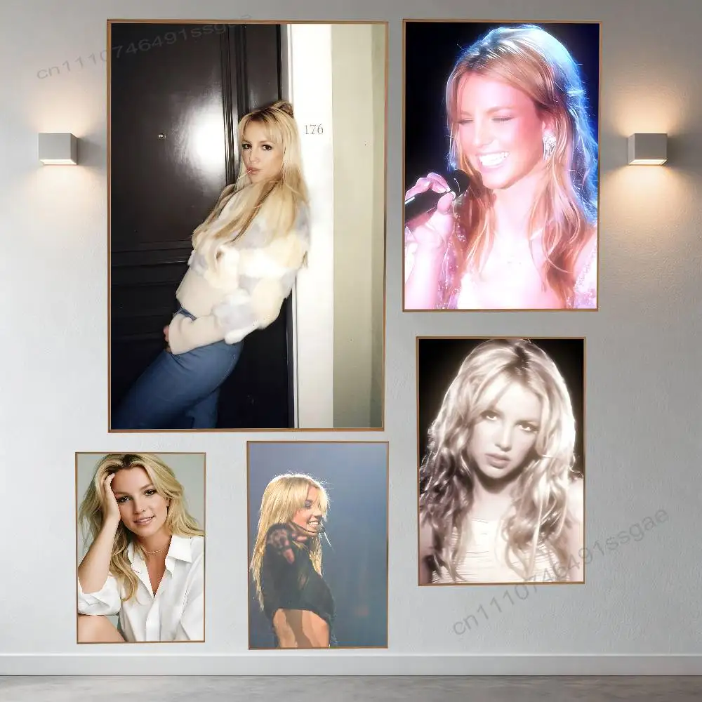 Singer B-Britney S-Spears Poster Retro Paper Sticker DIY Room Bar Cafe Aesthetic Art Wall Painting