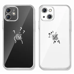 Simple Matchstick Men Couple Phone Cases For iPhone 15 16 13 14 12 11 Pro Max 13 Mini SE 7 8 14 Plus Paired Covers Shell Fundas
