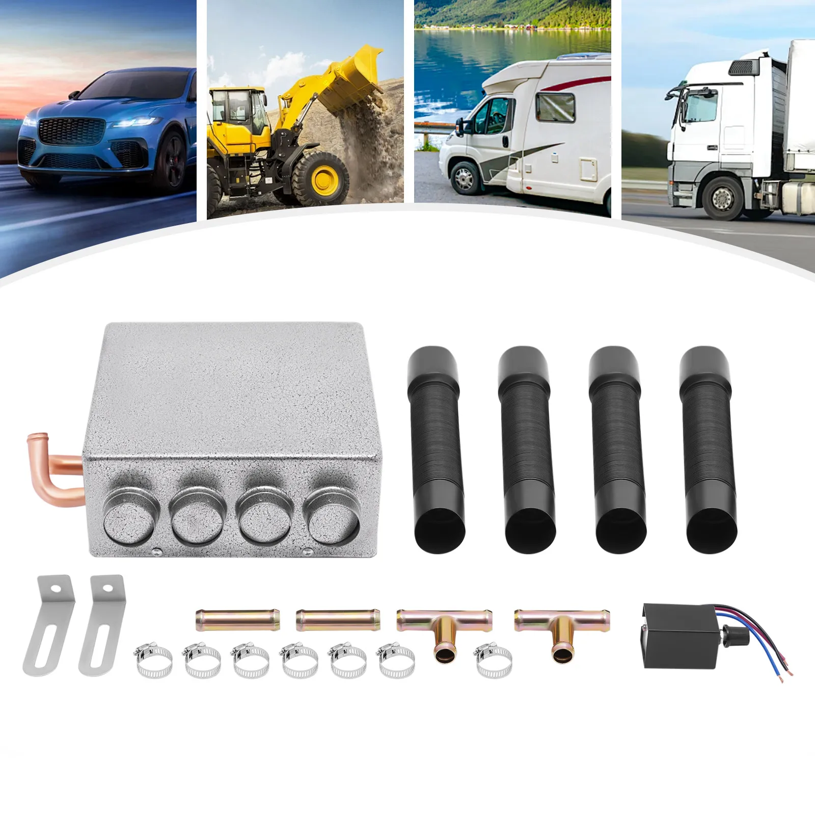 12V Car Heater Fan, Pure Copper Motor Fast Warm Air Blower, Windshield Defogger & Defroster for Truck Boat Excavator, Low Amp Draw with Adjustable Airflow, Under Dash Mount Kit
