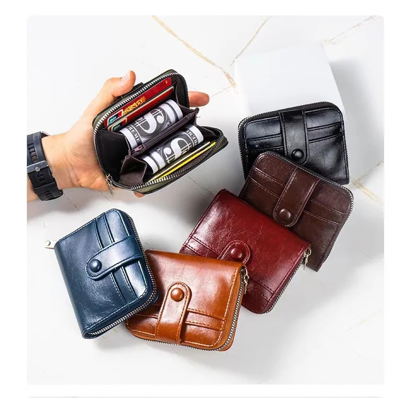 New Men's Wallet Short Large Capacity Coin Pocket Three Fold Women Walle Personalized Zipper Multi Card Small Wallet Unisex