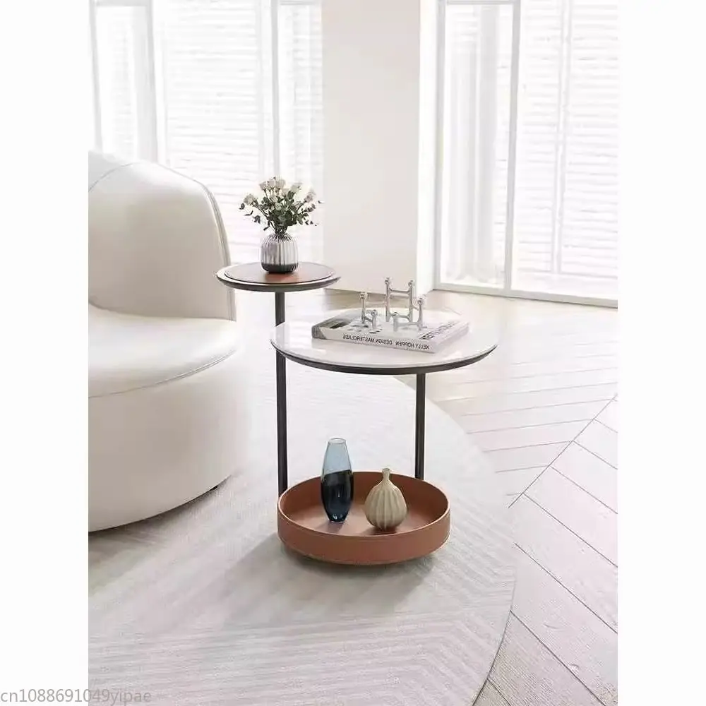 Designer Saddle Leather Coffee Table Light Luxury Living Room Bedroom Balcony Furniture Casual Party