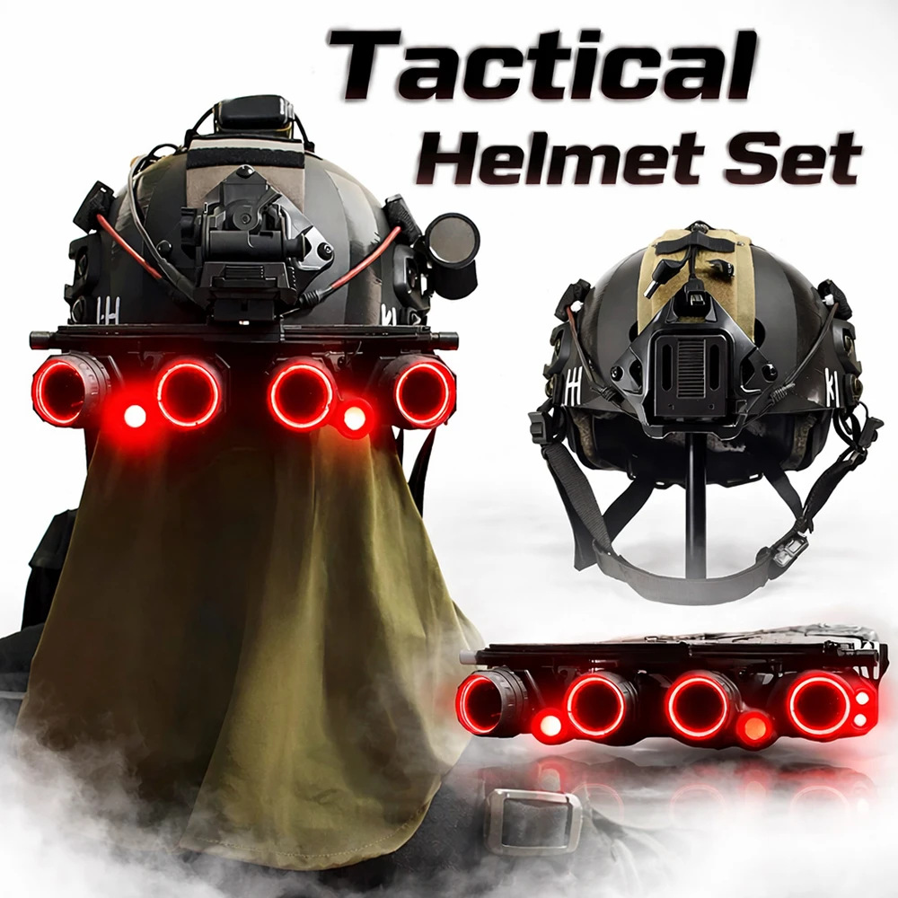 

COD Tactical Fast Helmet Set with Six-Eye Night Vision Goggles Mask Adjustable Airsoft Wargame Gear for CS Cosplay, Hunting