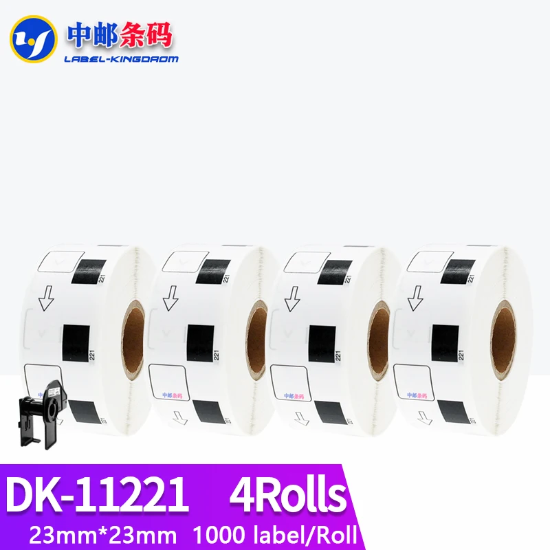 4Rolls Compatible DK-11221 Label 23*23mm Die Cut Work for Brother Thermal Printer QL-700/800/810/820/1100/1110  DK-1221 DK11221