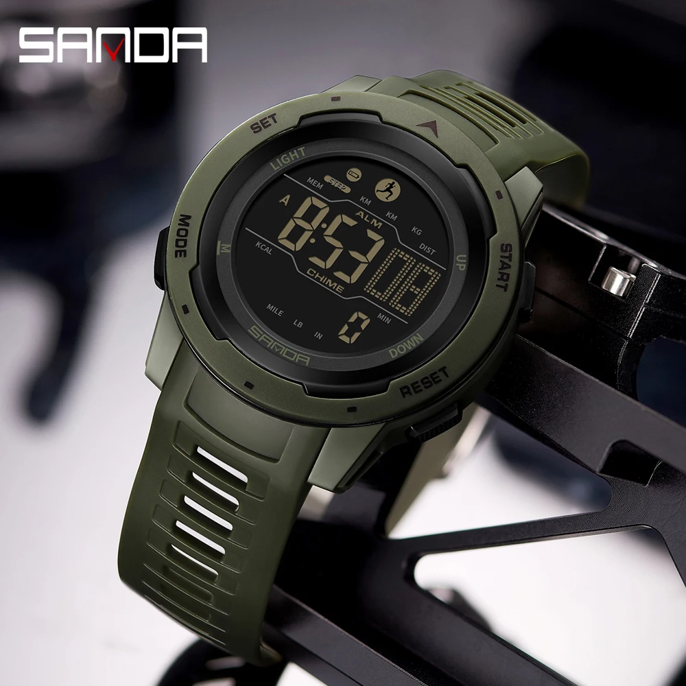 Sanda 2145 Calorie Pedometer Alarm Clock Waterproof Multifunctional Mountaineering Sports Watch