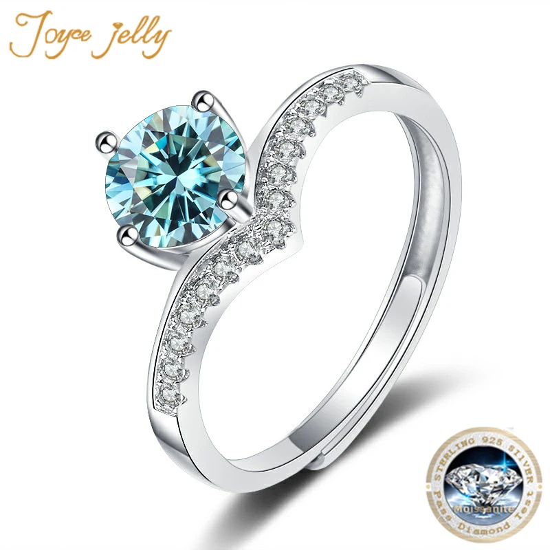 JoyceJelly 1-2 Carat Moissanite Wedding Ring Fashion Women's 925 Sterling Silver Jewelry Classic Six Claw Design Resizable Rings