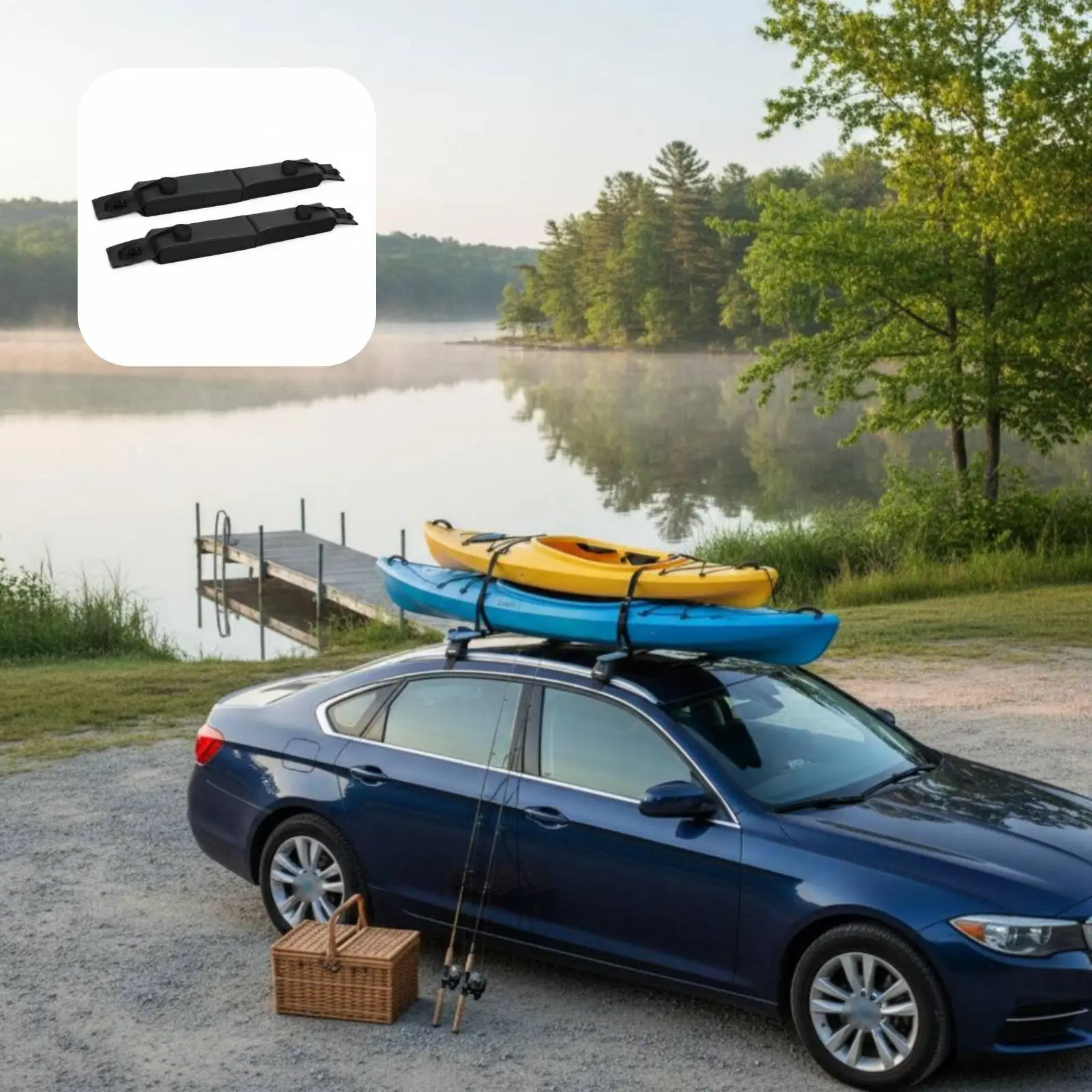 2 Pieces Kayak Roof Carrier Antishock Surfboard Car Rack Abrasion Resistant