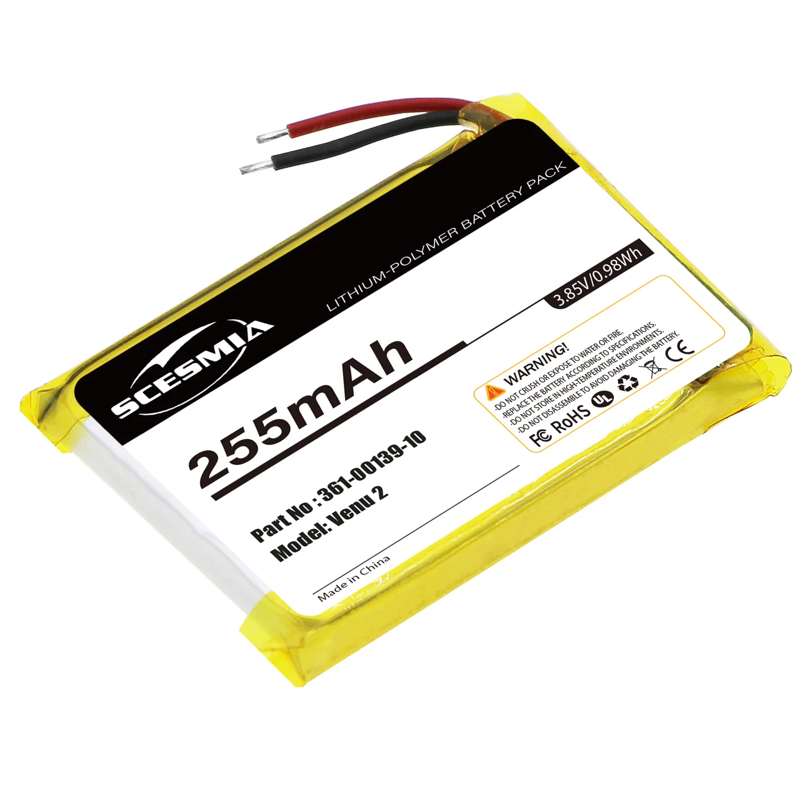 Smartwatch 255mAh 0.98Wh Battery for Garmin  Venu 2 361-00139-10