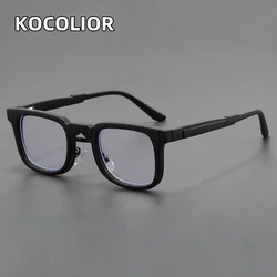 Small Square Anti Blue Light Reading Glasses Big Face for Men Women Photochromic Presbyopia  Eyewear Spring Legs Black Glasses
