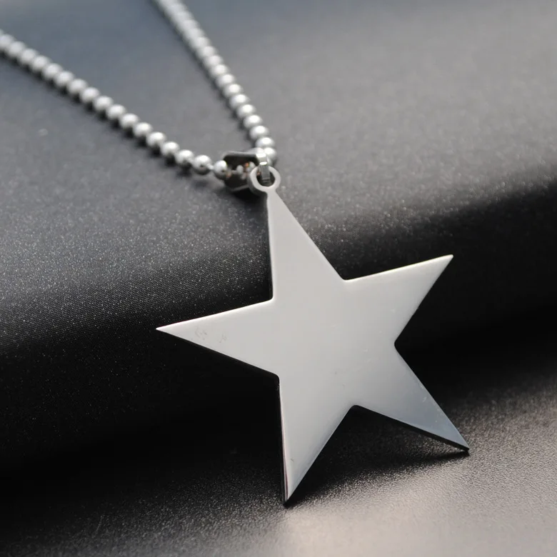 Stainless Steel Stars Necklace For Women Man Lover's Pentagram Silver Color Pendant Necklace Super Star Engagement Jewelry