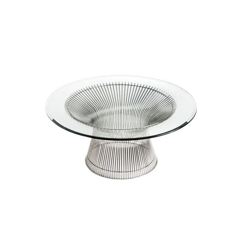 

Simple coffee table designer Milan modern style features minimalist table glass metal glass coffee table