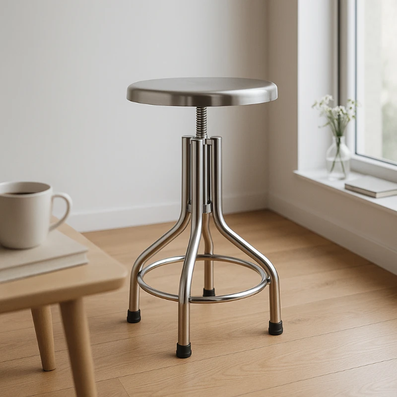 

Industrial Stainless Steel Adjustable Stool 304 Bar Chair with Spiral Lift Mechanism Easy Clean Durable Seat for Lab Hospital