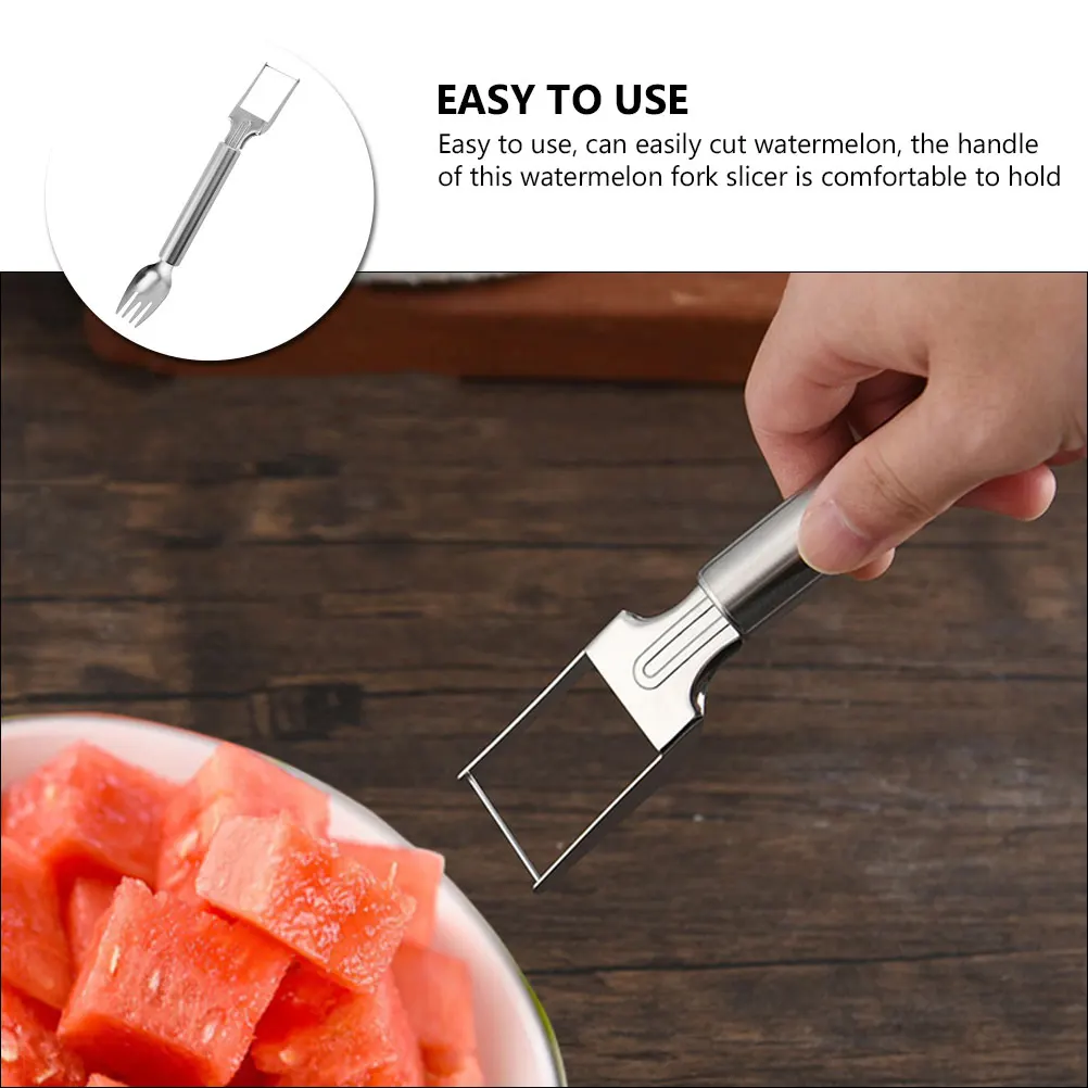 

Stainless Steel Watermelon Slicer Fork 2in1 Kitchen Tool Fruit Cutting Utensil Melon Divider Safe Food Grade