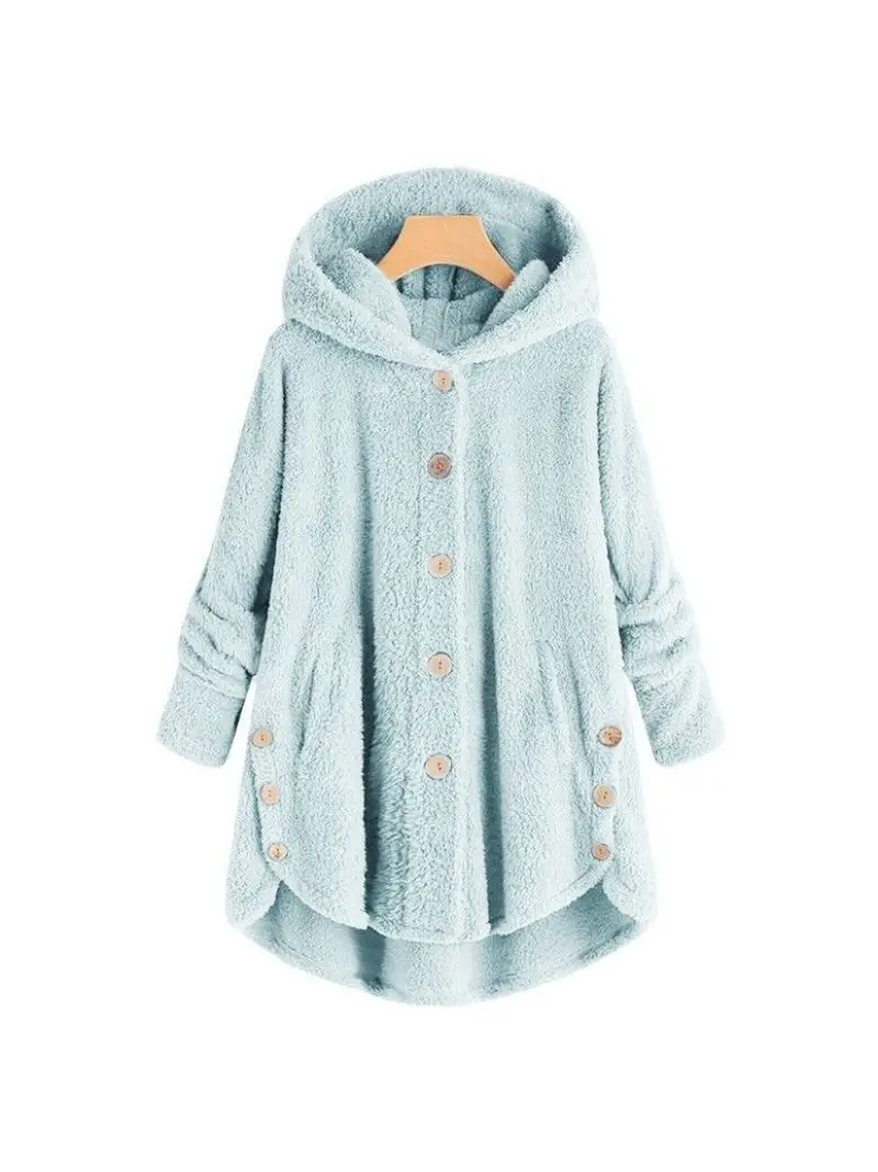 Autumn Winter Coat Women Warm Coat Wool Jacket Female Plush Coat Hooded Jacket New Women's Coats Solid Color Jacket
