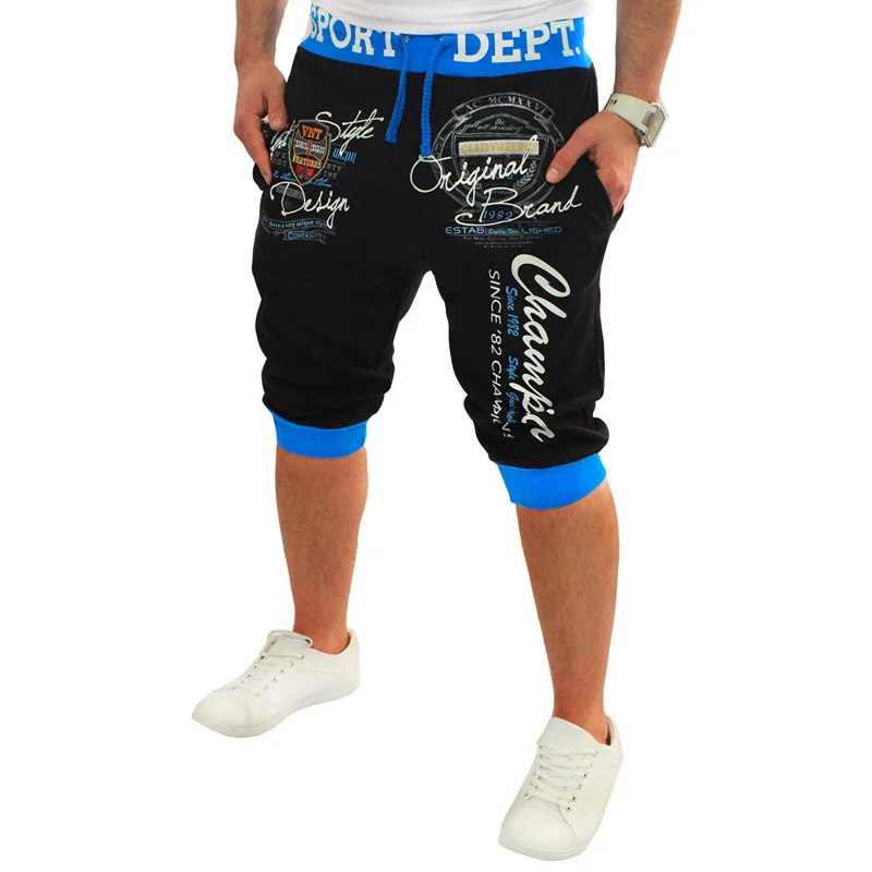 Pantalones cortos de gimnasio para hombre, ropa de calle a la moda con letras estampadas, Joggers de Hip Hop, pantalones Cargo holgados informales con cintura elástica