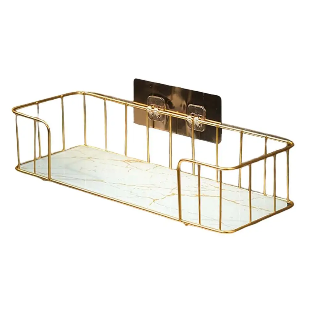 

Multifunctional Iron Art Wall Mount Bathroom Shelf for Bathroom Accessories Large Black gold